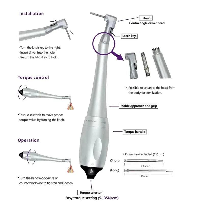 Implant Surgery Unit Torque Wireless Accurate Torque Control Double Heads Dental Wrench Screwer Dental Treatment Lab Instrument